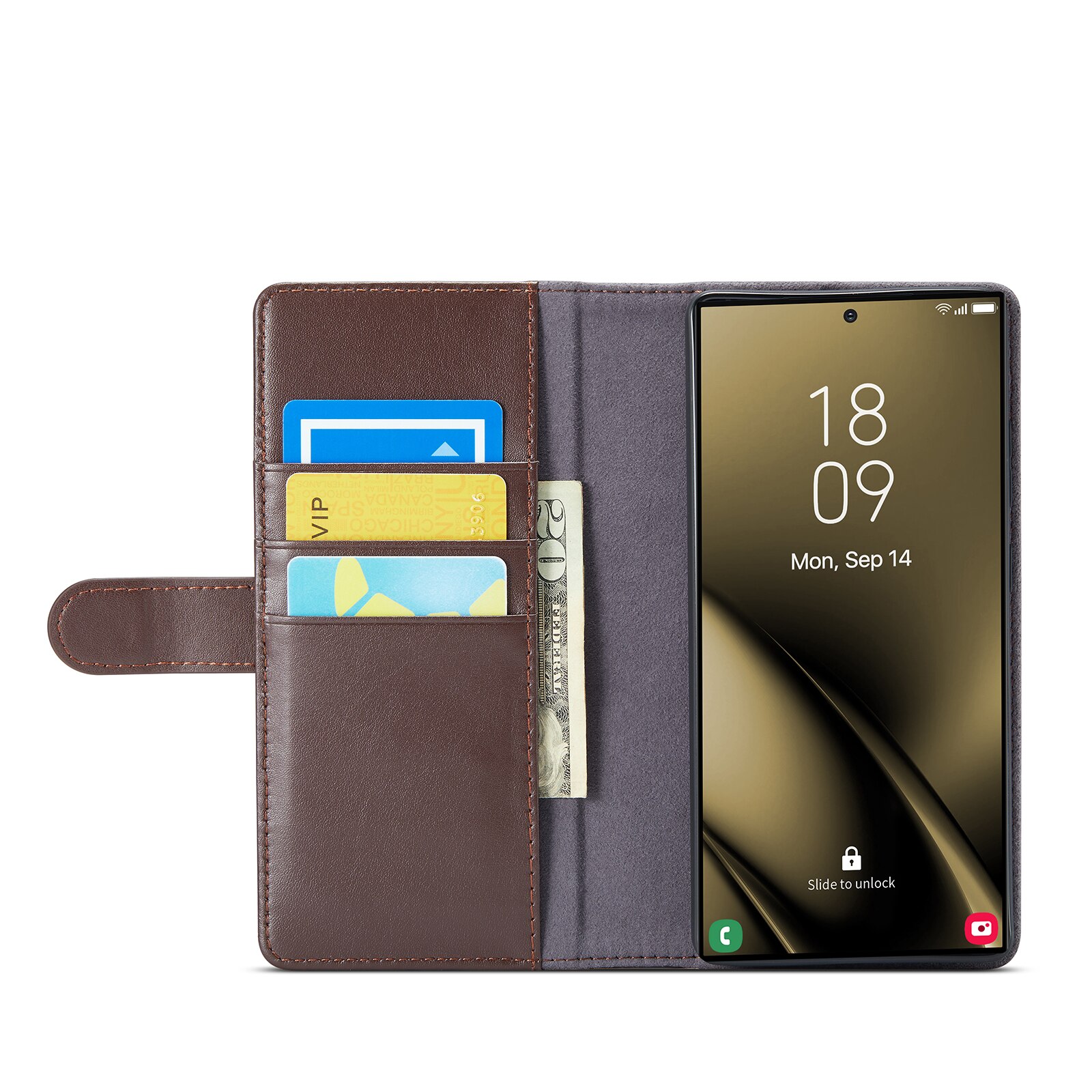 Étui en cuir veritable Samsung Galaxy S25 Ultra, Marron