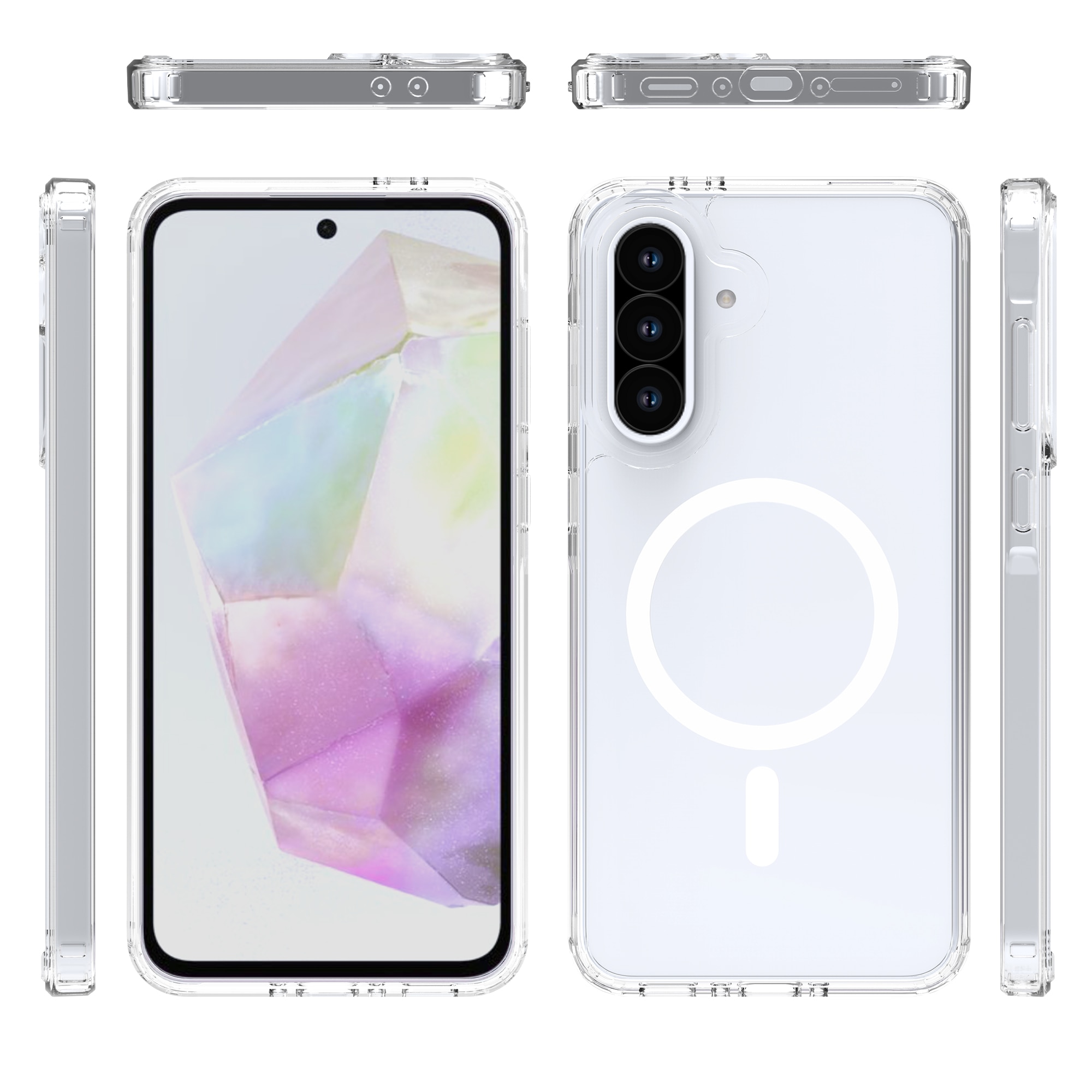 Coque hybride MagSafe Samsung Galaxy A56, transparent