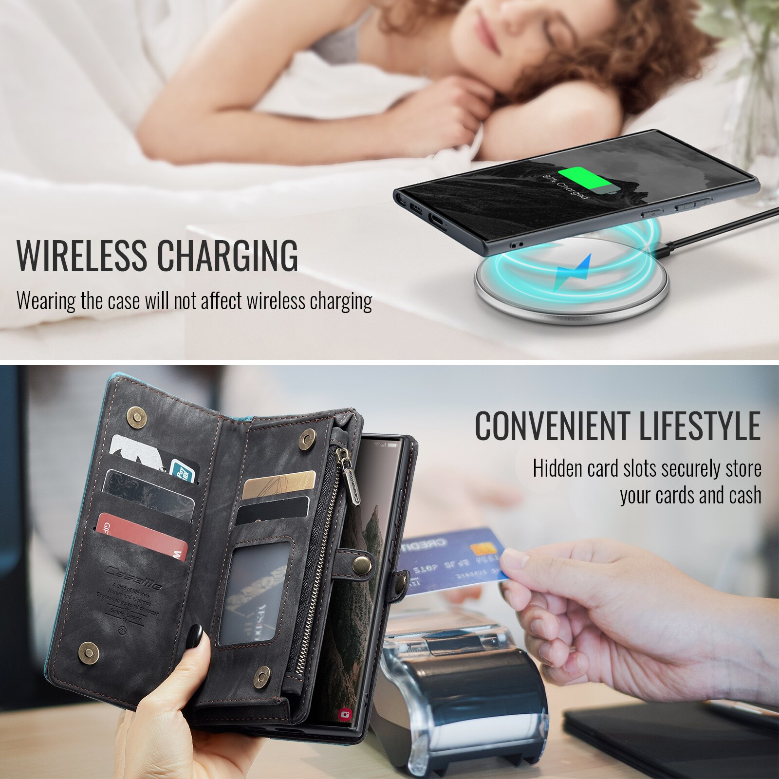 Étui portefeuille multi-cartes Samsung Galaxy S25 Ultra, Gris