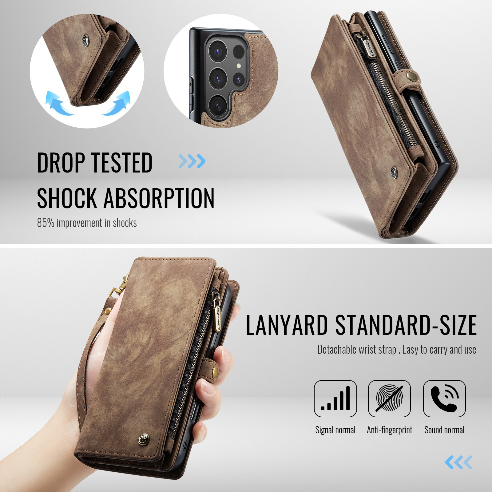 Étui portefeuille multi-cartes Samsung Galaxy S25 Ultra, Marron