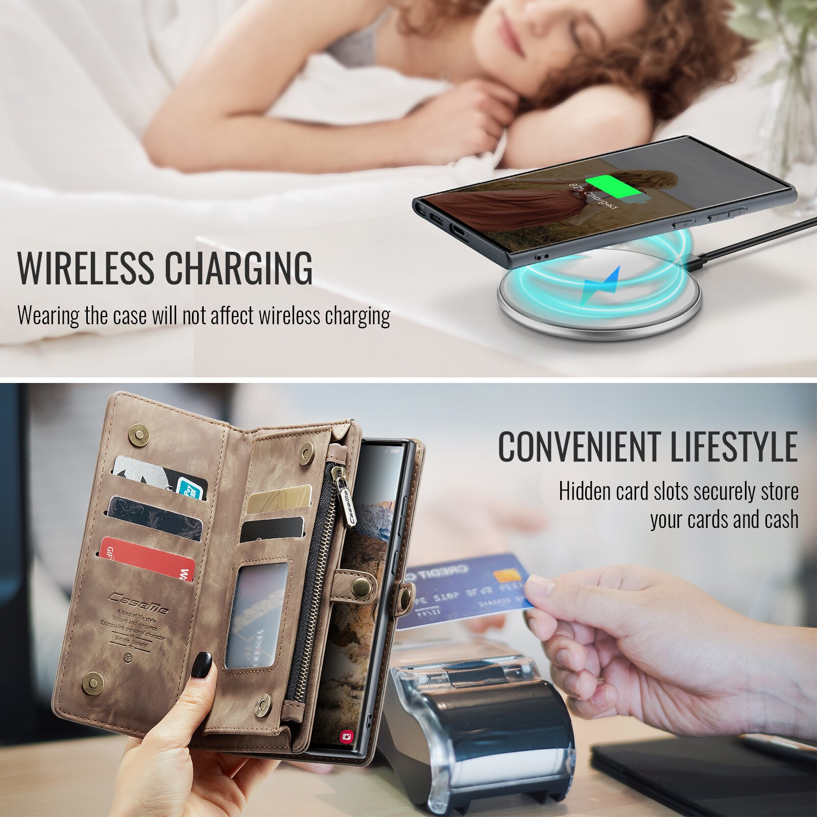 Étui portefeuille multi-cartes Samsung Galaxy S25 Ultra, Marron