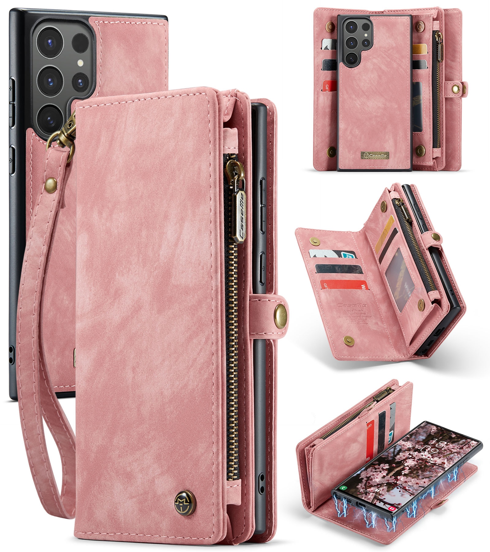 Étui portefeuille multi-cartes Samsung Galaxy S25 Ultra, Rose