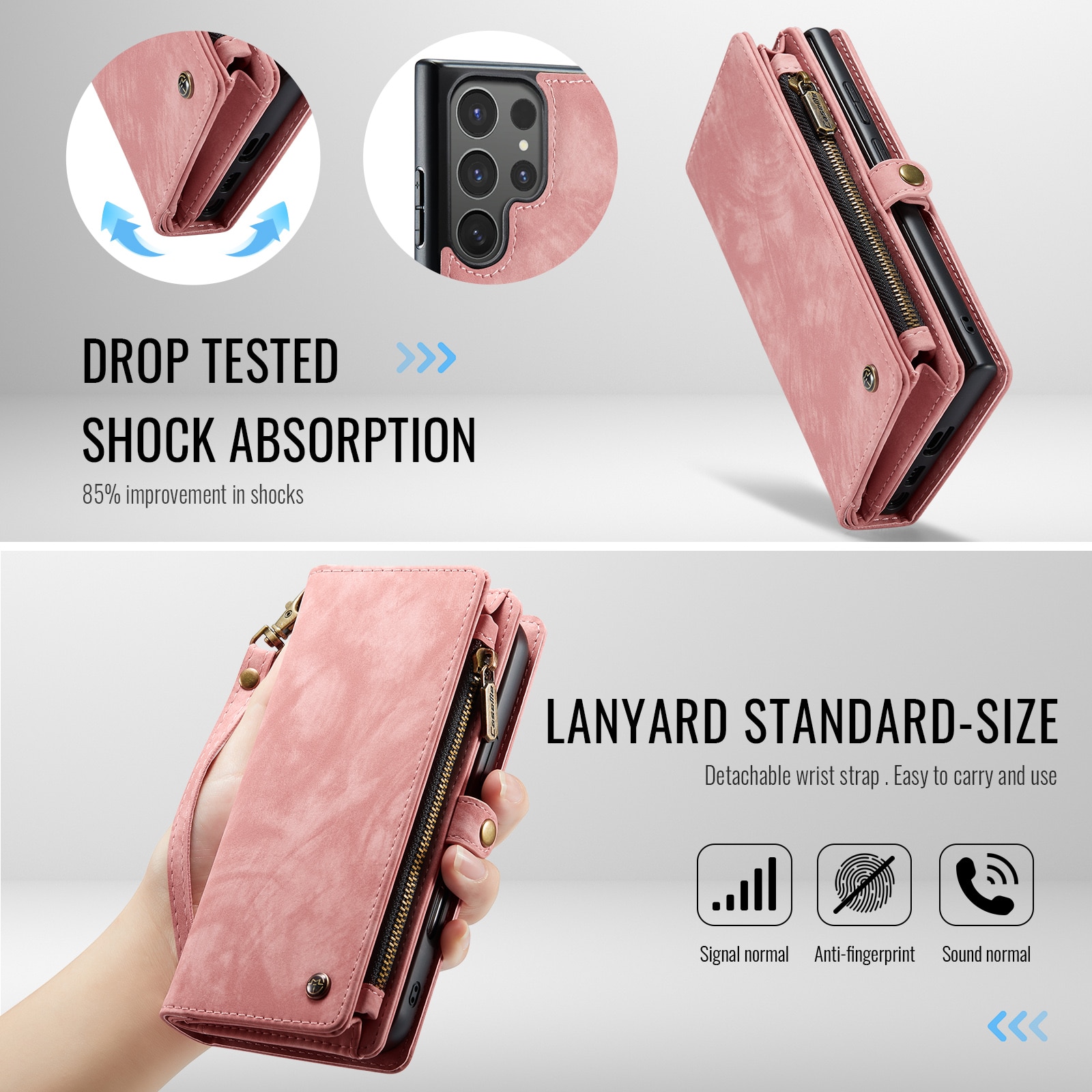 Étui portefeuille multi-cartes Samsung Galaxy S25 Ultra, Rose