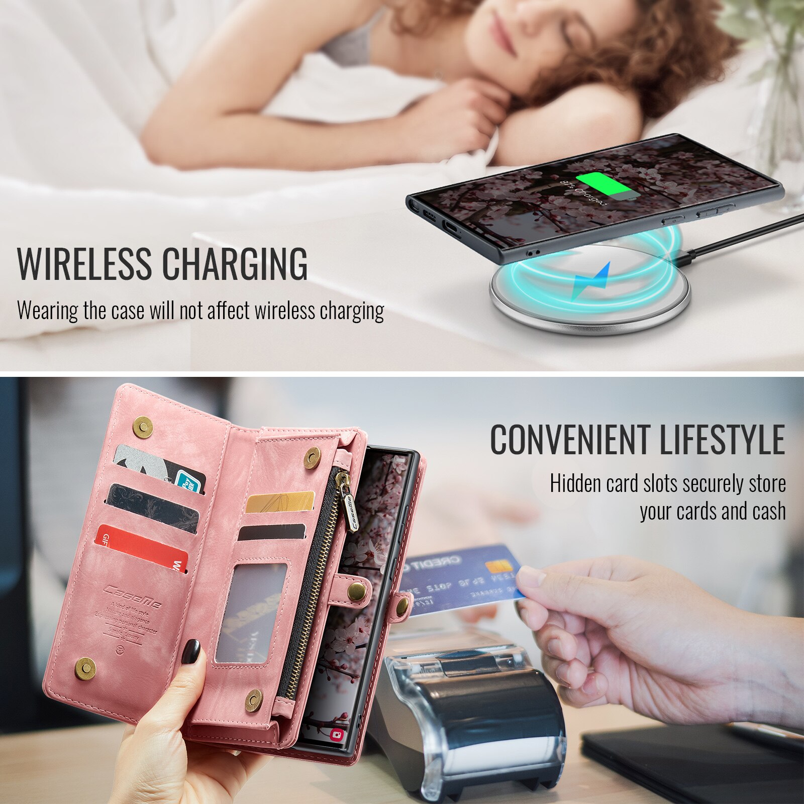 Étui portefeuille multi-cartes Samsung Galaxy S25 Ultra, Rose