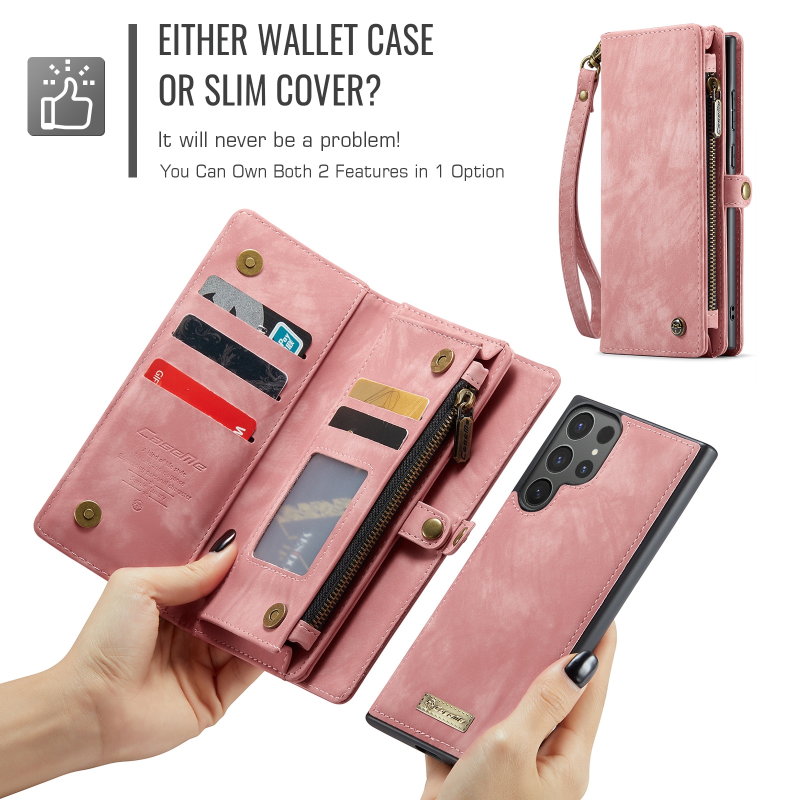 Étui portefeuille multi-cartes Samsung Galaxy S25 Ultra, Rose