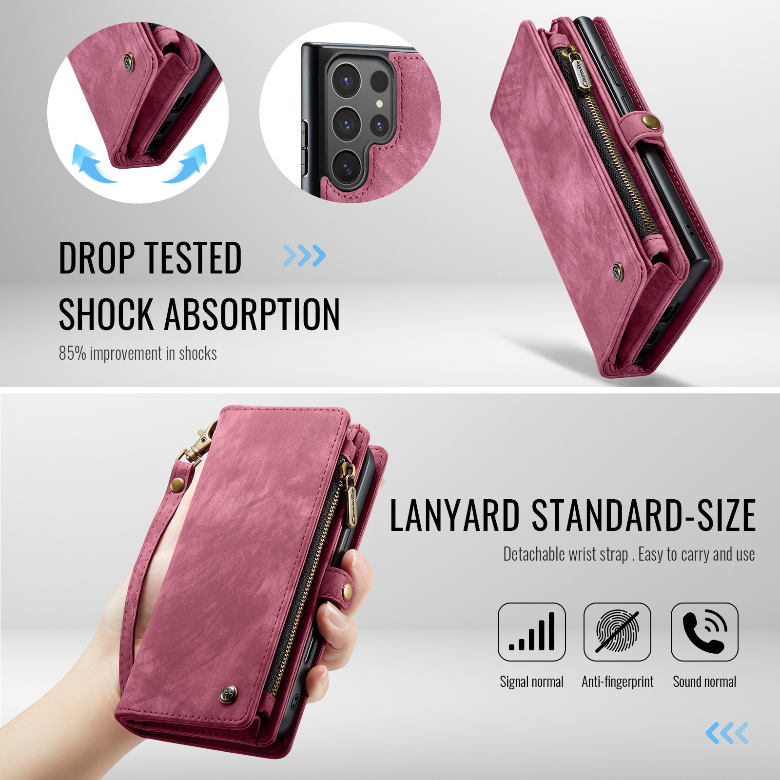 Étui portefeuille multi-cartes Samsung Galaxy S25 Ultra, Rouge