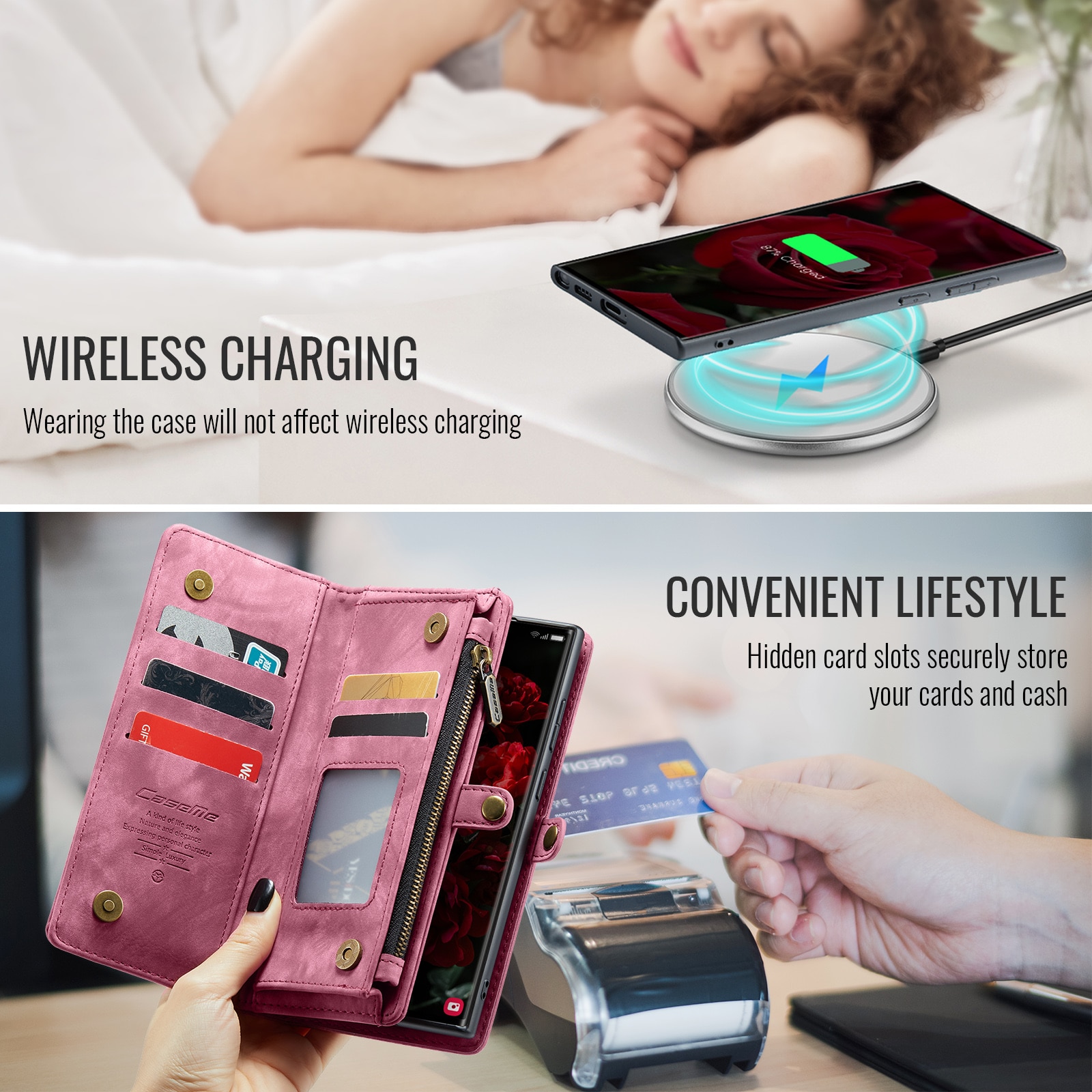 Étui portefeuille multi-cartes Samsung Galaxy S25 Ultra, Rouge