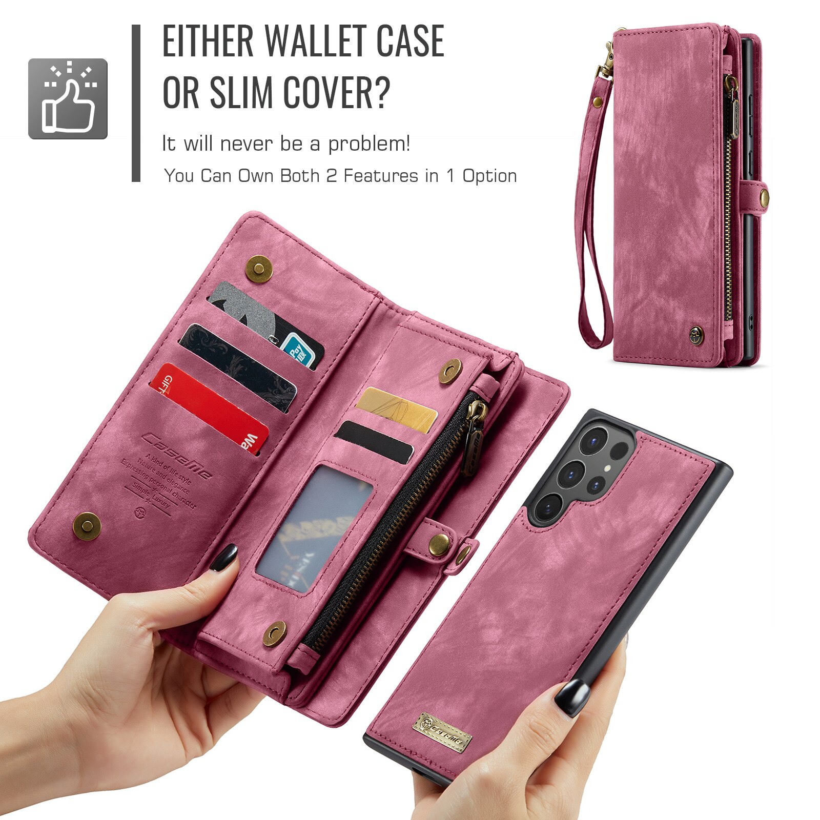 Étui portefeuille multi-cartes Samsung Galaxy S25 Ultra, Rouge