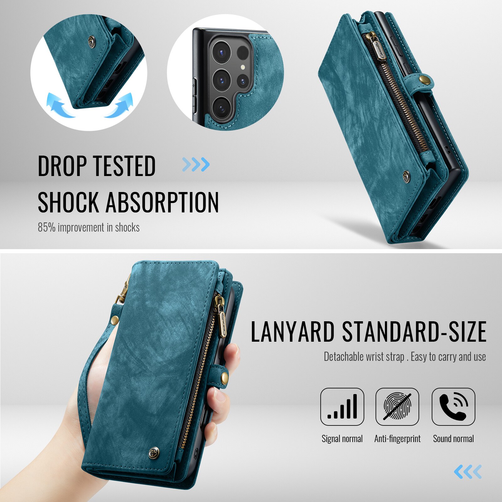 Étui portefeuille multi-cartes Samsung Galaxy S25 Ultra, Bleu