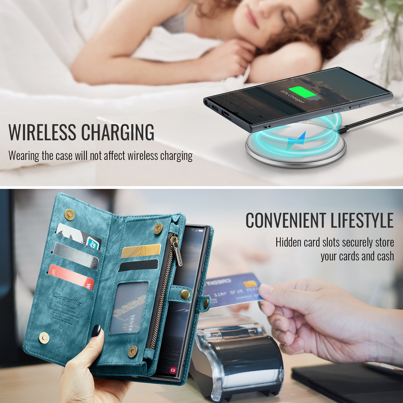 Étui portefeuille multi-cartes Samsung Galaxy S25 Ultra, Bleu