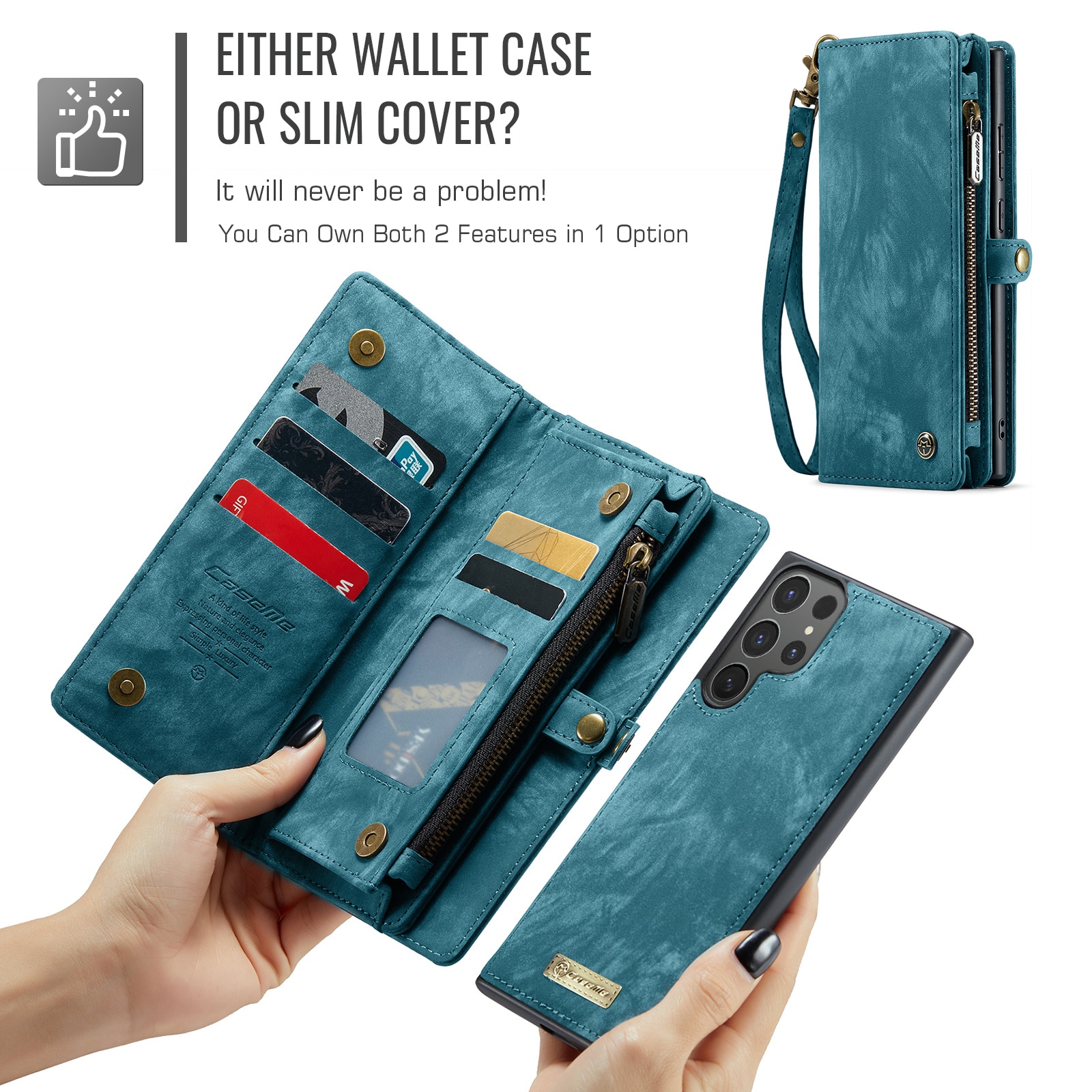 Étui portefeuille multi-cartes Samsung Galaxy S25 Ultra, Bleu