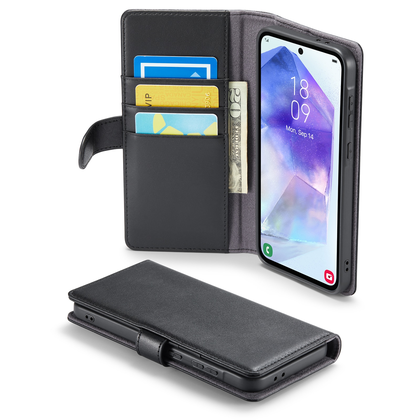 Étui en cuir veritable Samsung Galaxy A36, Noir