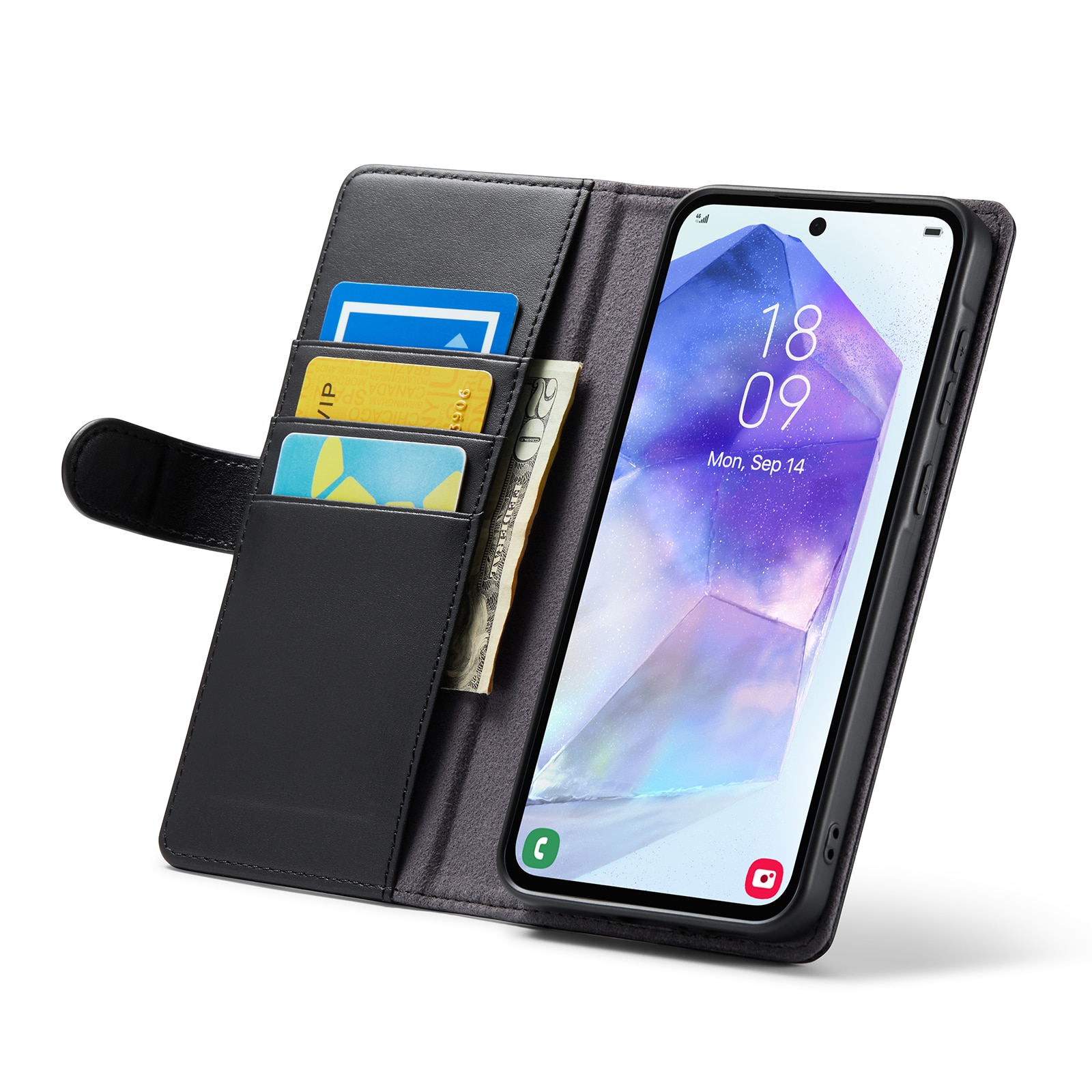 Étui en cuir veritable Samsung Galaxy A36, Noir