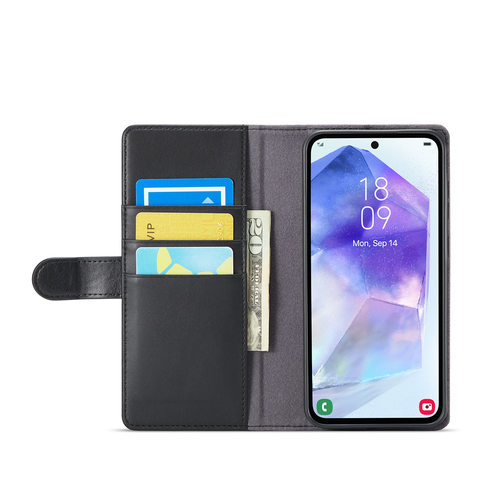 Étui en cuir veritable Samsung Galaxy A36, Noir