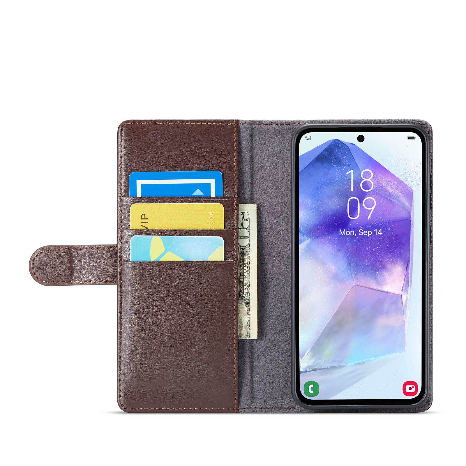 Étui en cuir veritable Samsung Galaxy A56, Marron
