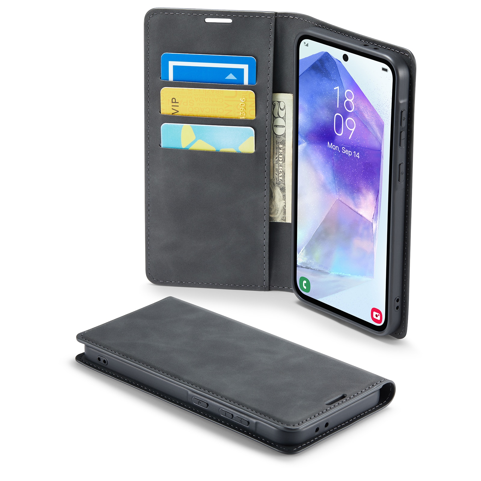 Coque portefeuille mince Samsung Galaxy A56, Noir