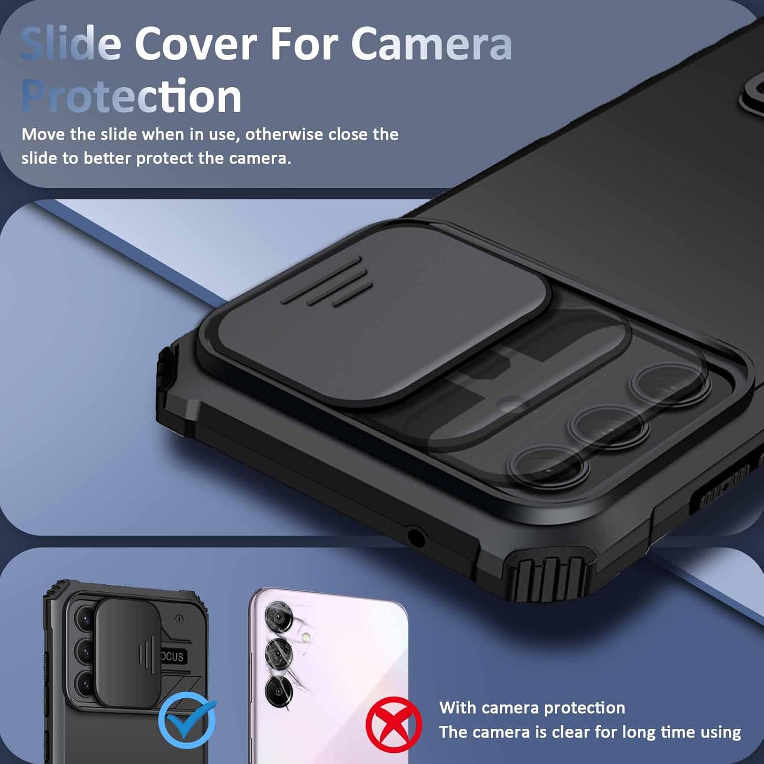 Coque Kickstand avec Protège Caméra Samsung Galaxy S25, Noir