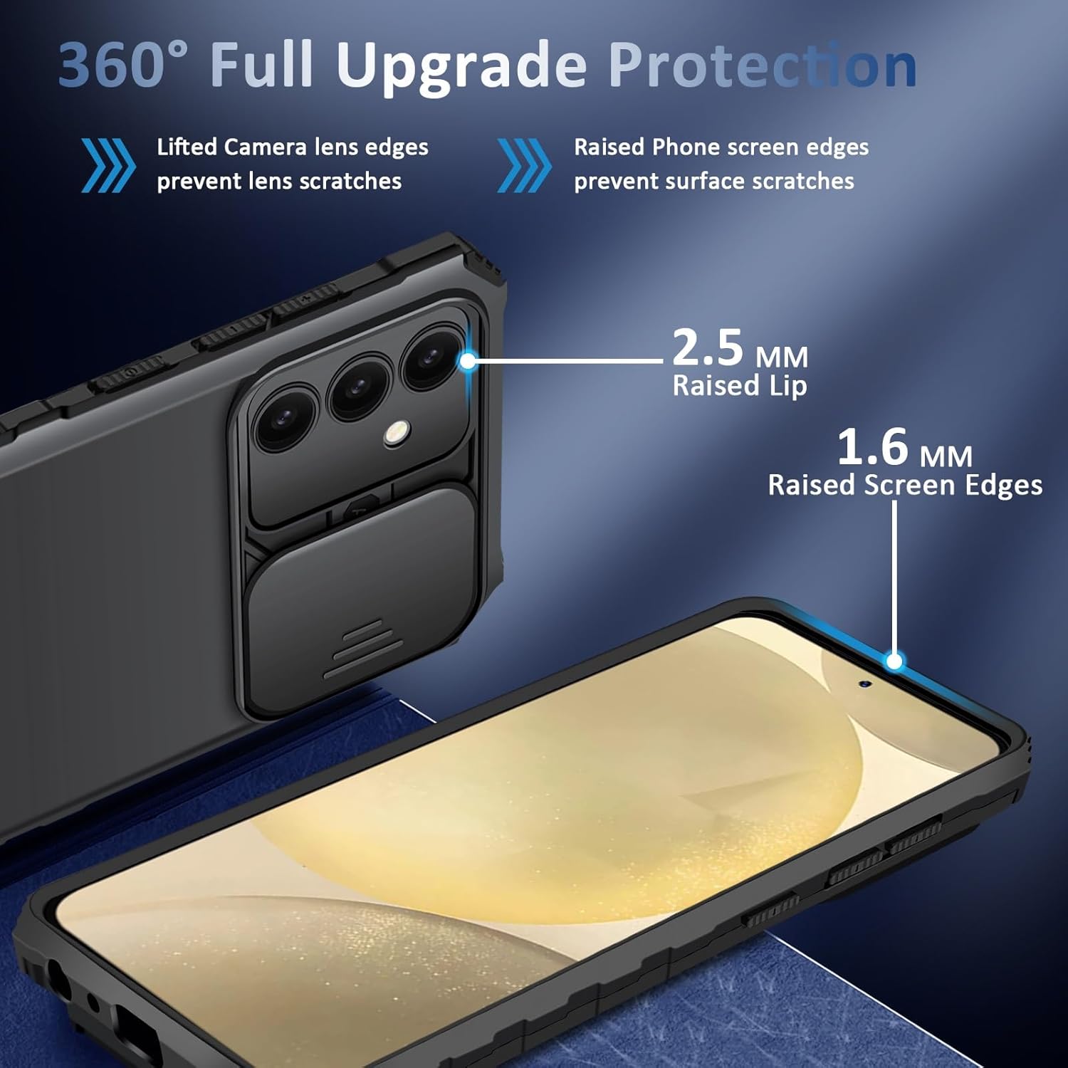 Coque Kickstand avec Protège Caméra Samsung Galaxy S25, Noir