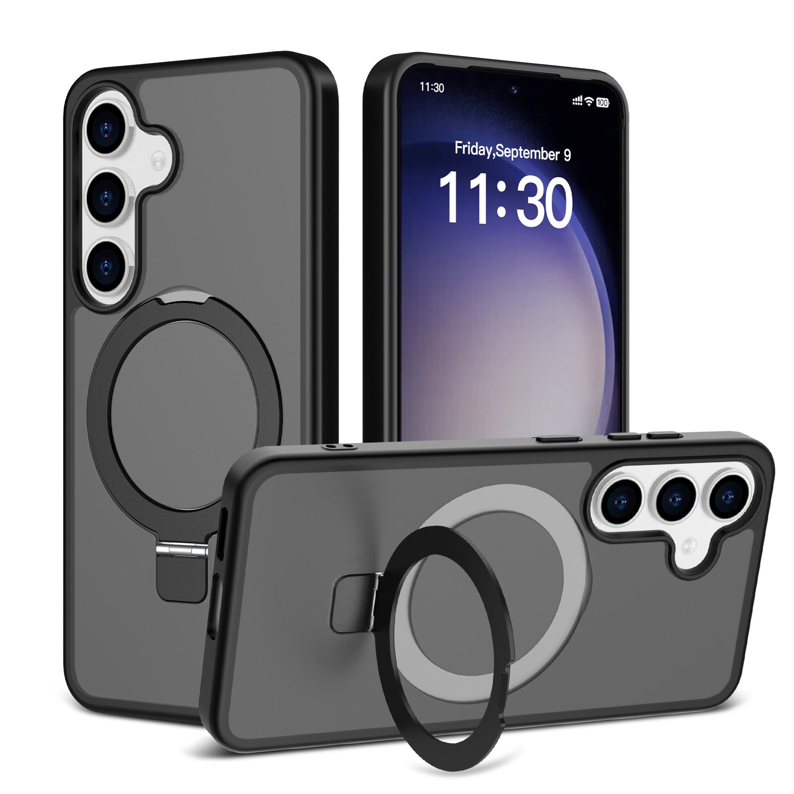 Coque hybride Magnetic Ring Samsung Galaxy S24, Noir