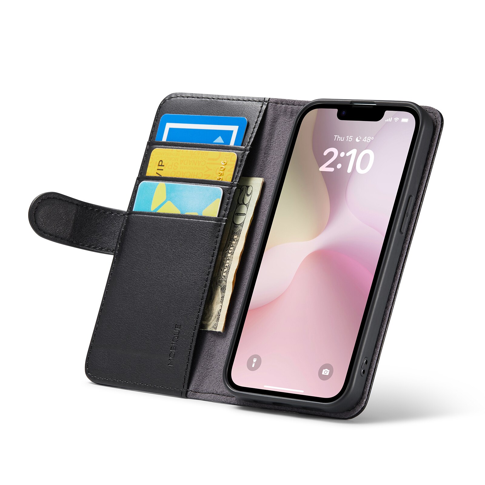 Étui en cuir veritable iPhone 16e, Noir