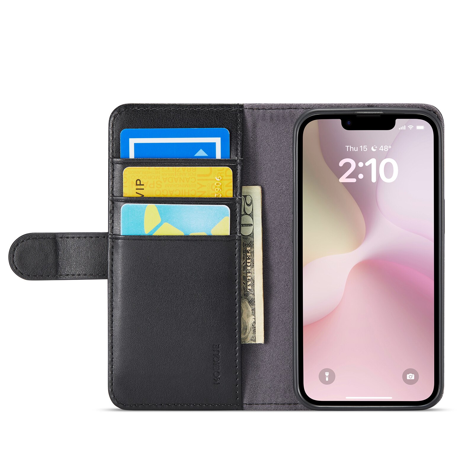 Étui en cuir veritable iPhone 16e, Noir