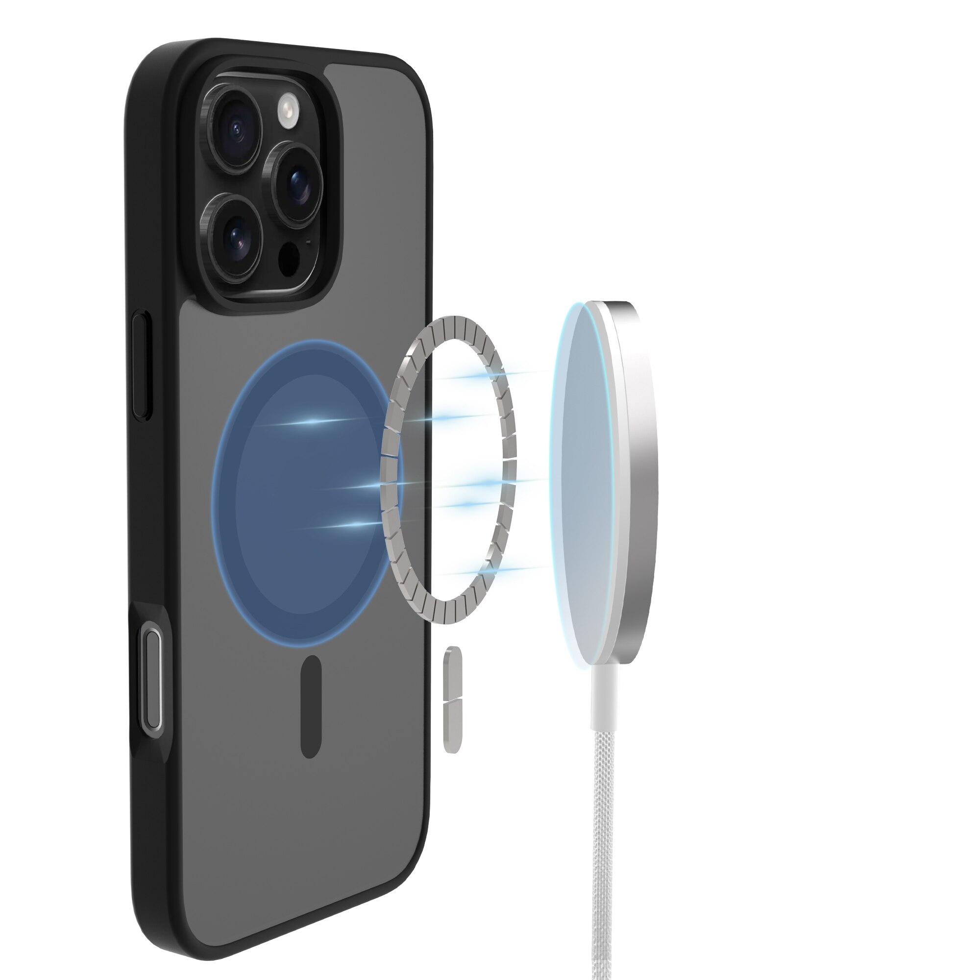Coque Magnetic Hybrid iPhone 16 Pro Max, Frosted Black