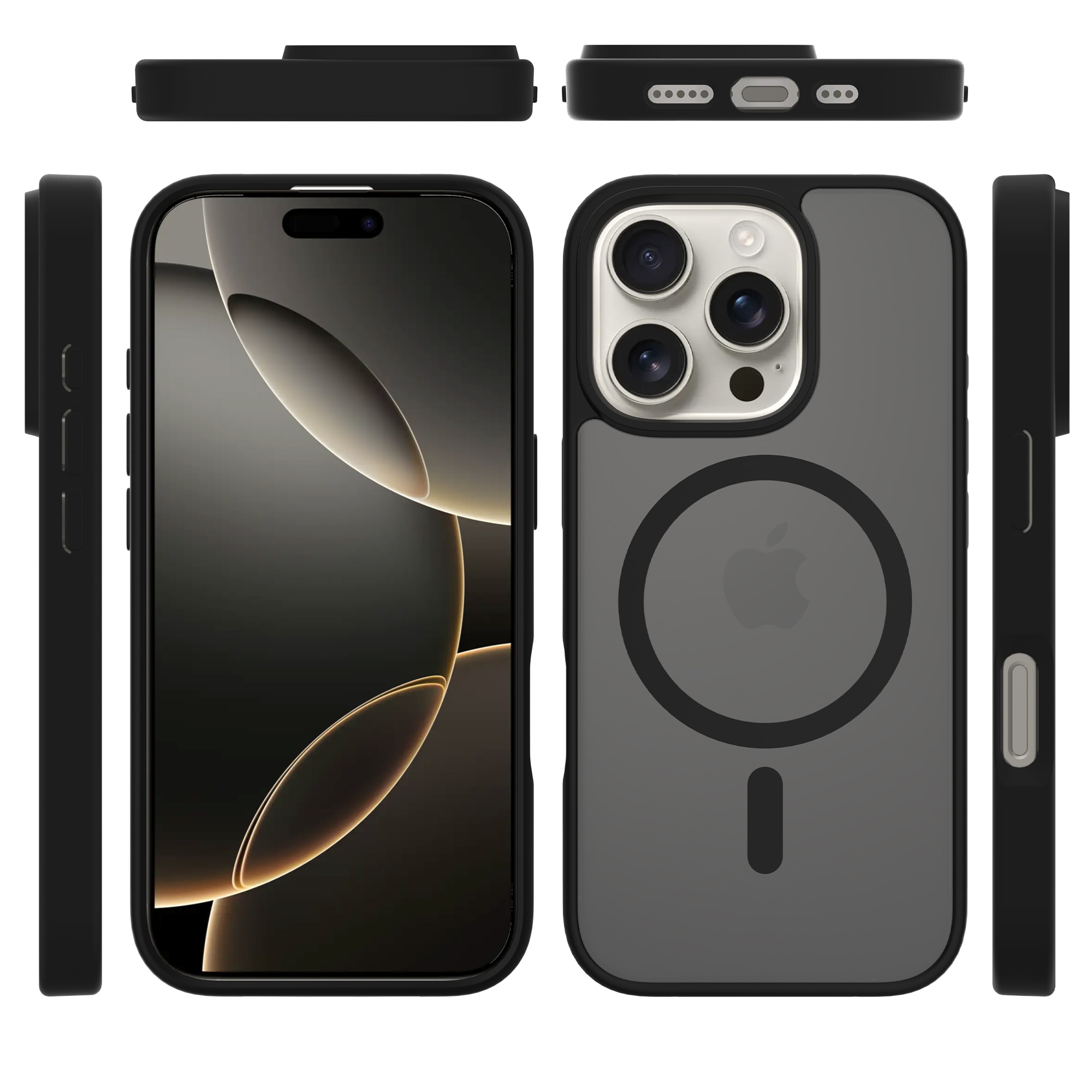 Coque Magnetic Hybrid iPhone 15 Pro, Frosted Black