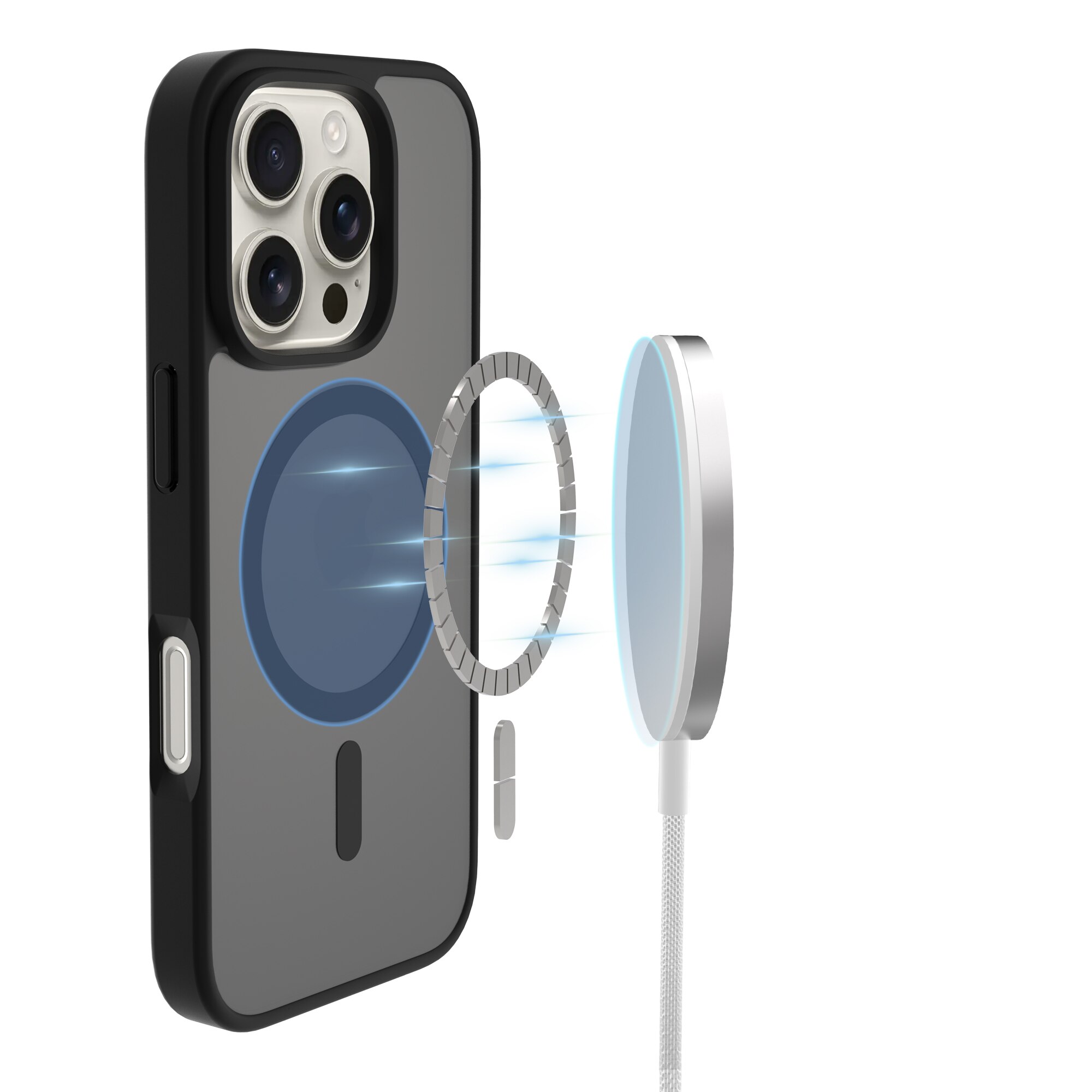 Coque Magnetic Hybrid iPhone 16 Pro, Frosted Black