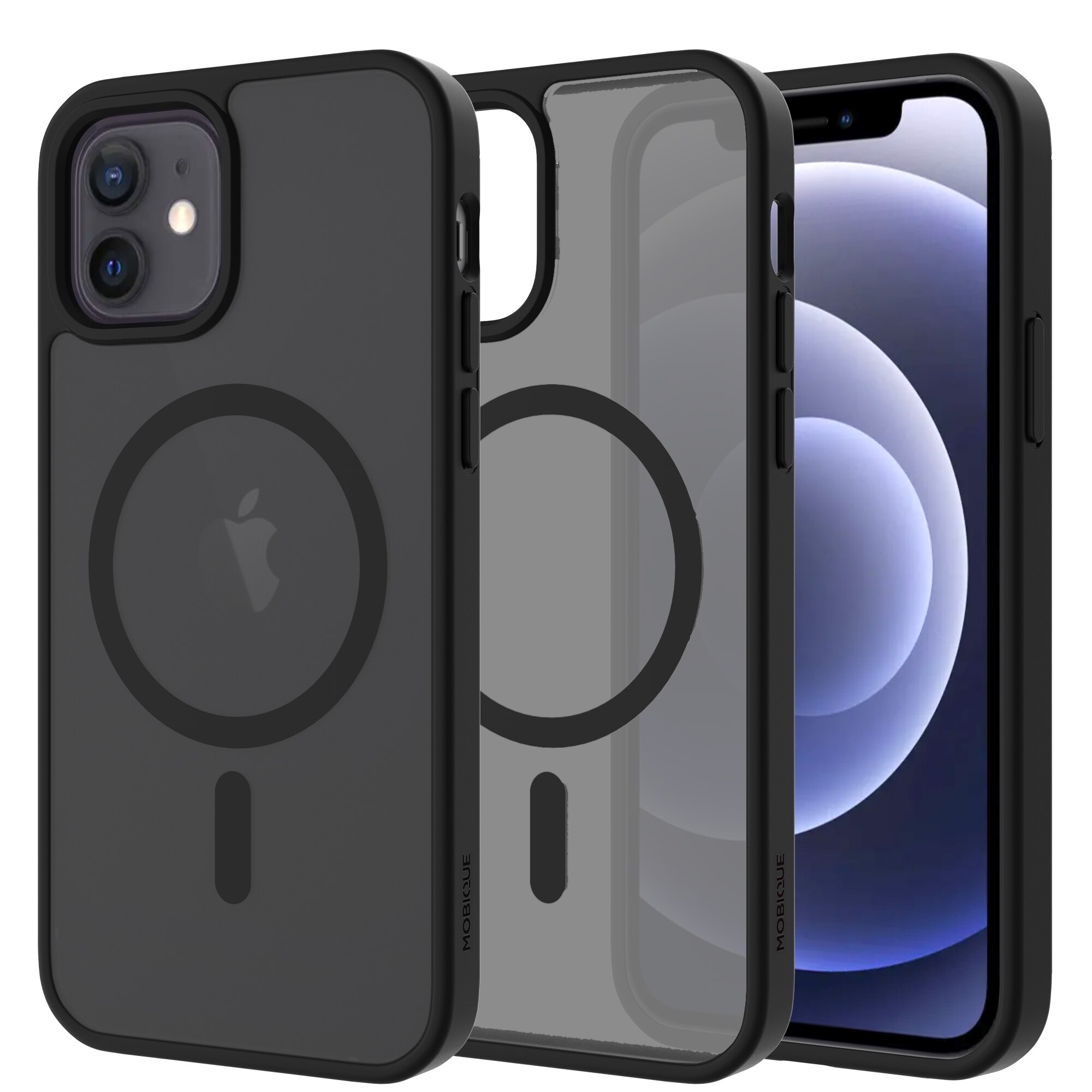 Coque Magnetic Hybrid iPhone 12/iPhone 12 Pro, Frosted Black