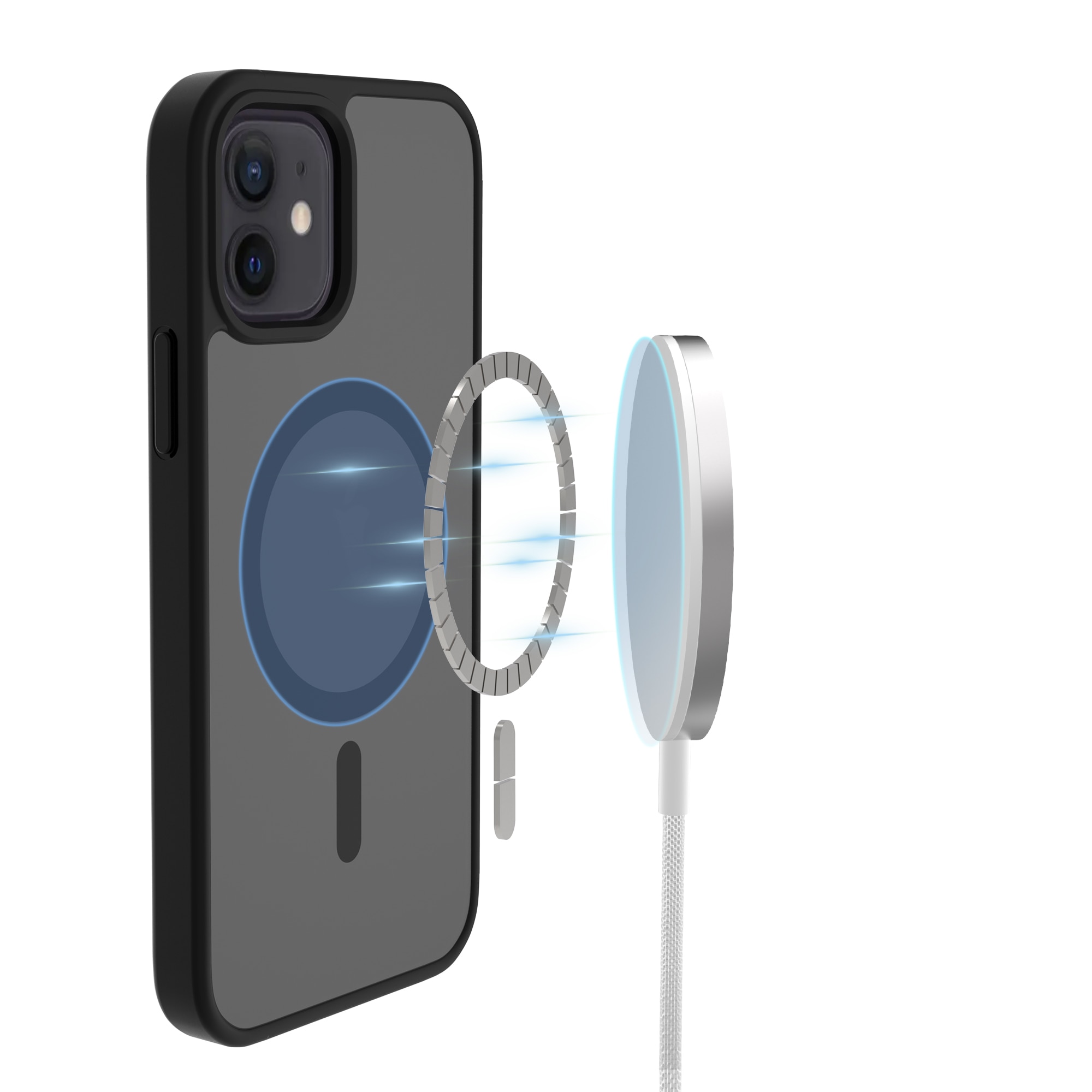 Coque Magnetic Hybrid iPhone 12/iPhone 12 Pro, Frosted Black