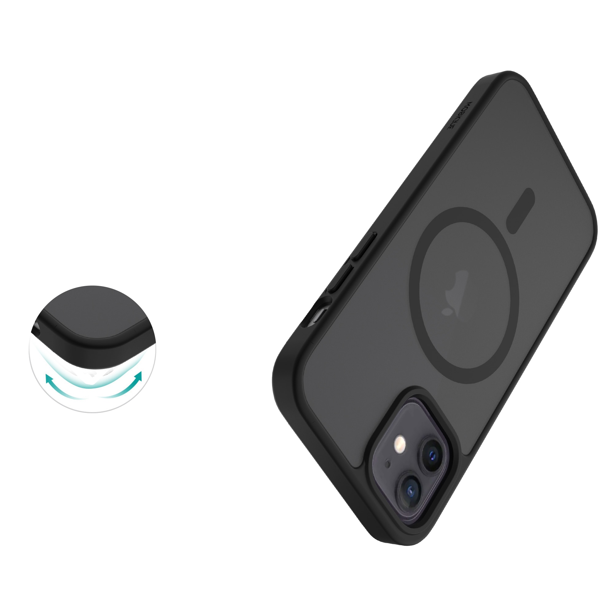 Coque Magnetic Hybrid iPhone 12/iPhone 12 Pro, Frosted Black