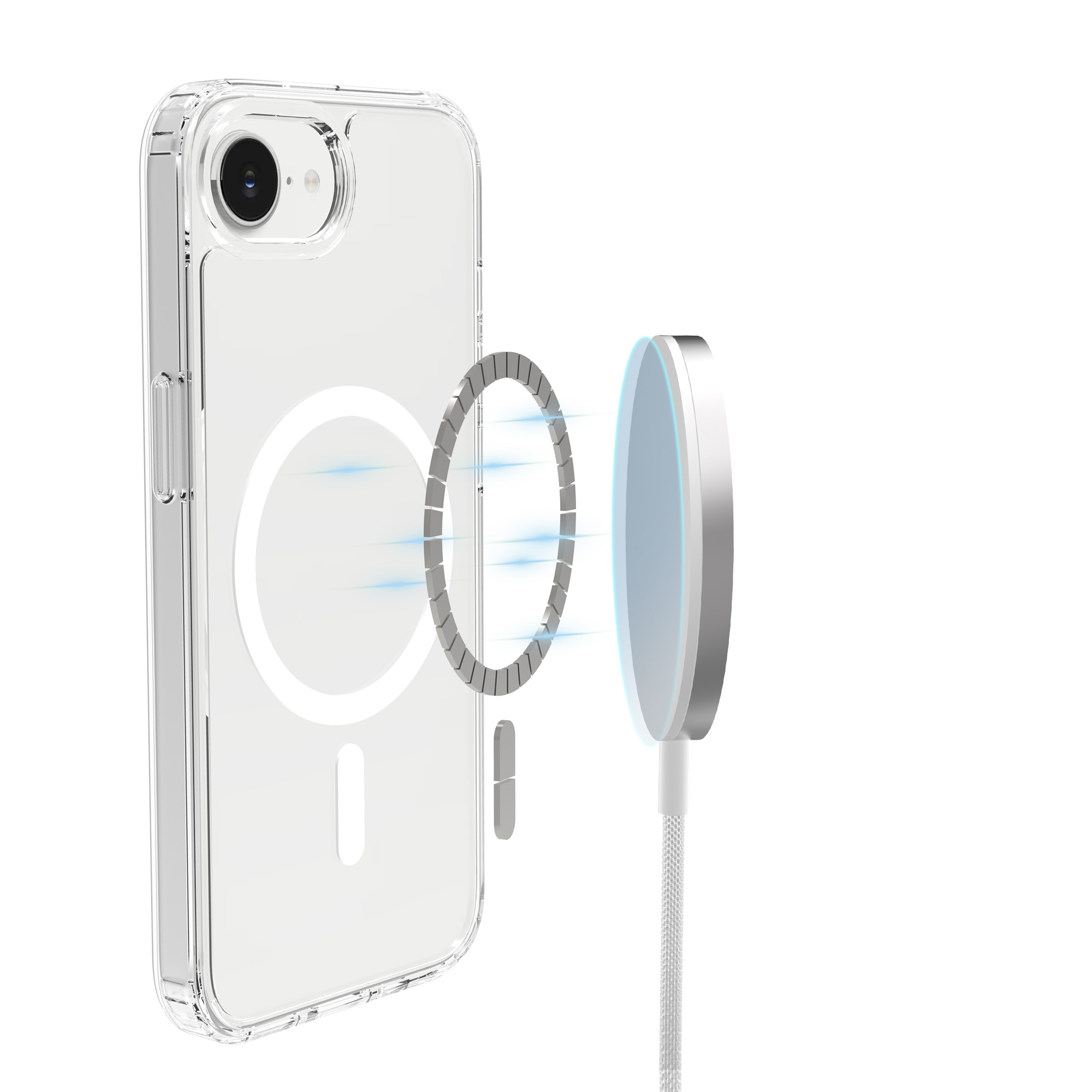Coque hybride MagSafe iPhone 16e, transparent
