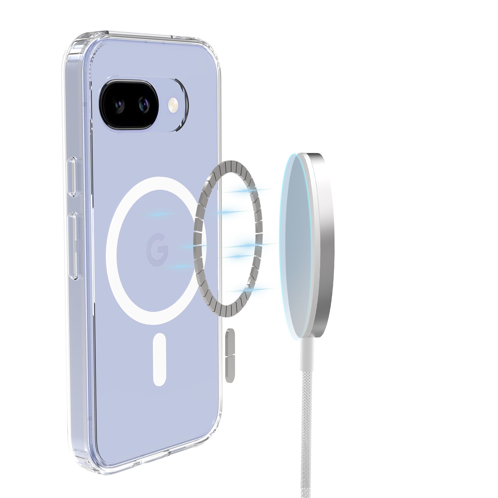 Coque hybride MagSafe Google Pixel 9a, transparent