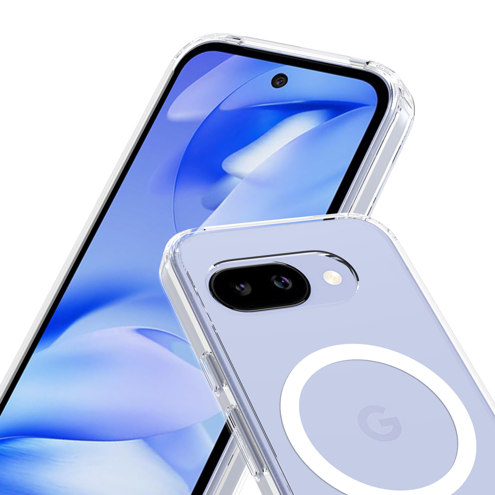 Coque hybride MagSafe Google Pixel 9a, transparent