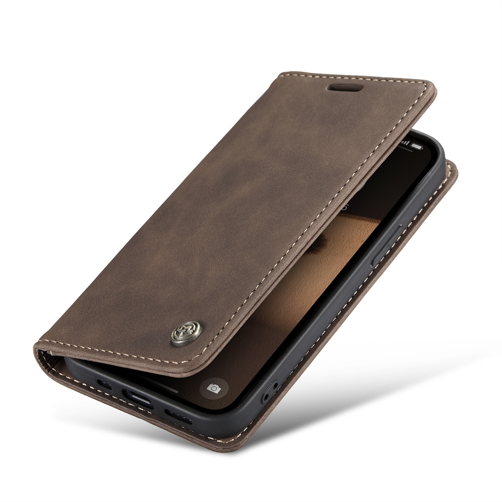 Étui portefeuille mince iPhone 16e, Marron