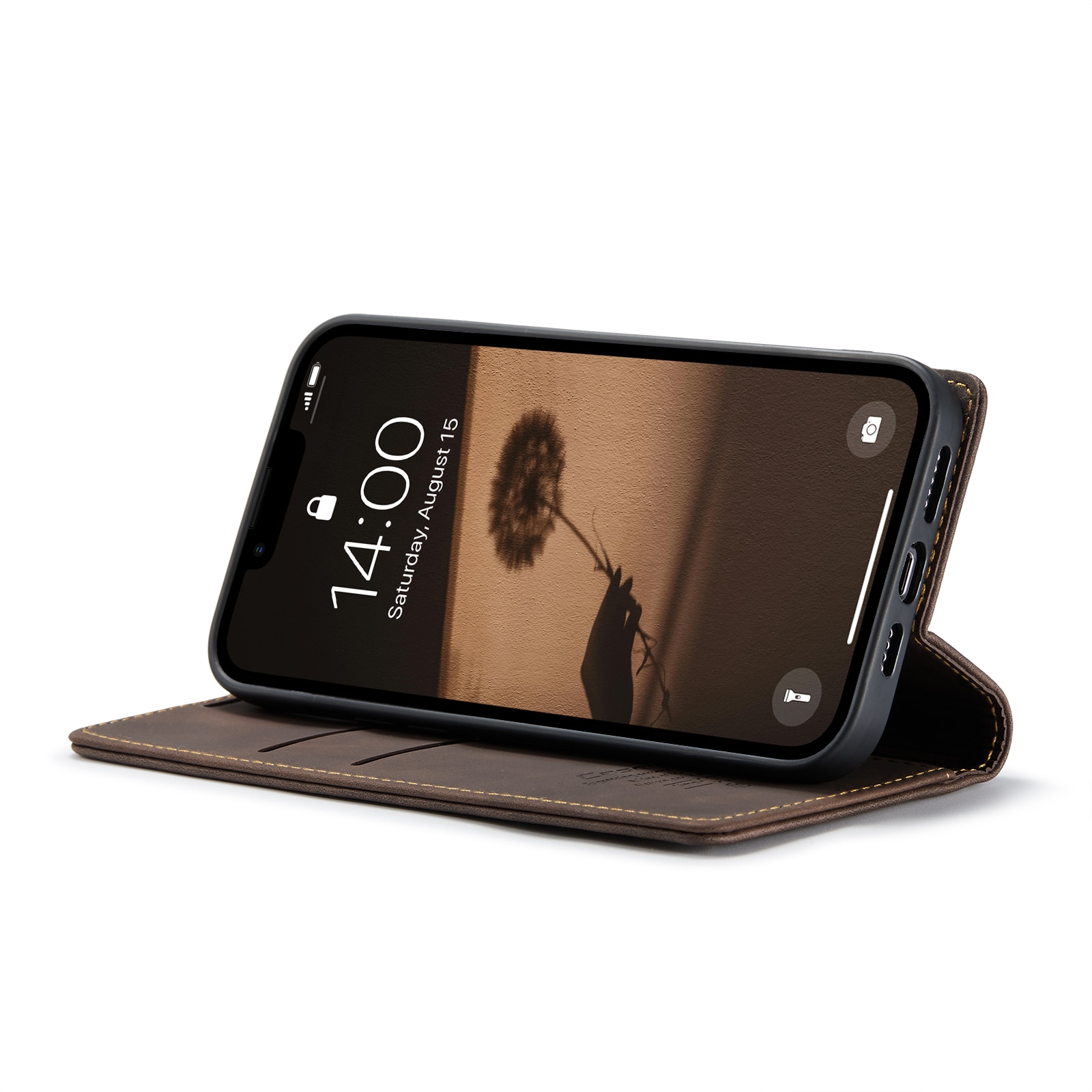 Étui portefeuille mince iPhone 16e, Marron