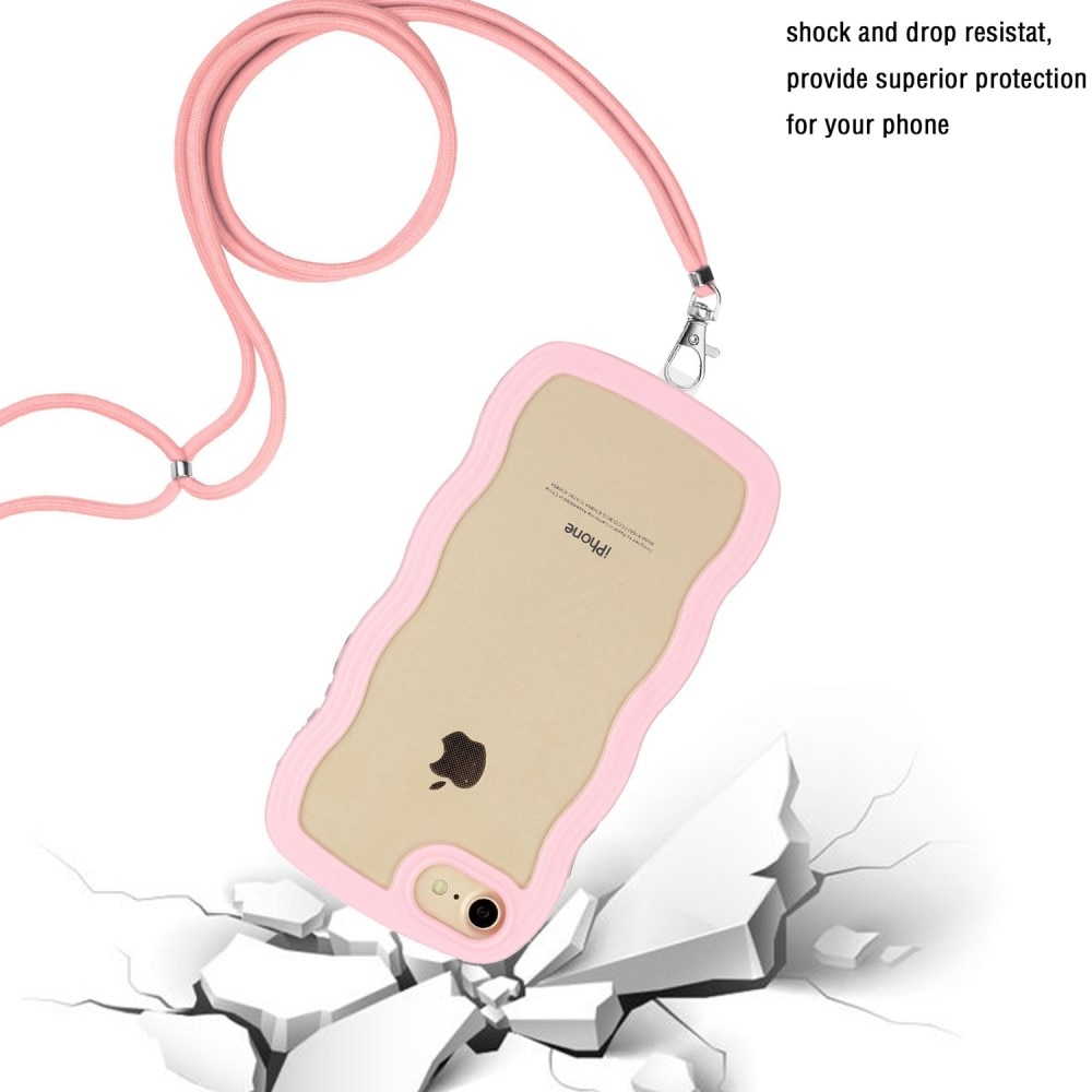 Coque cordon Wavy Edge iPhone SE (2020), rose