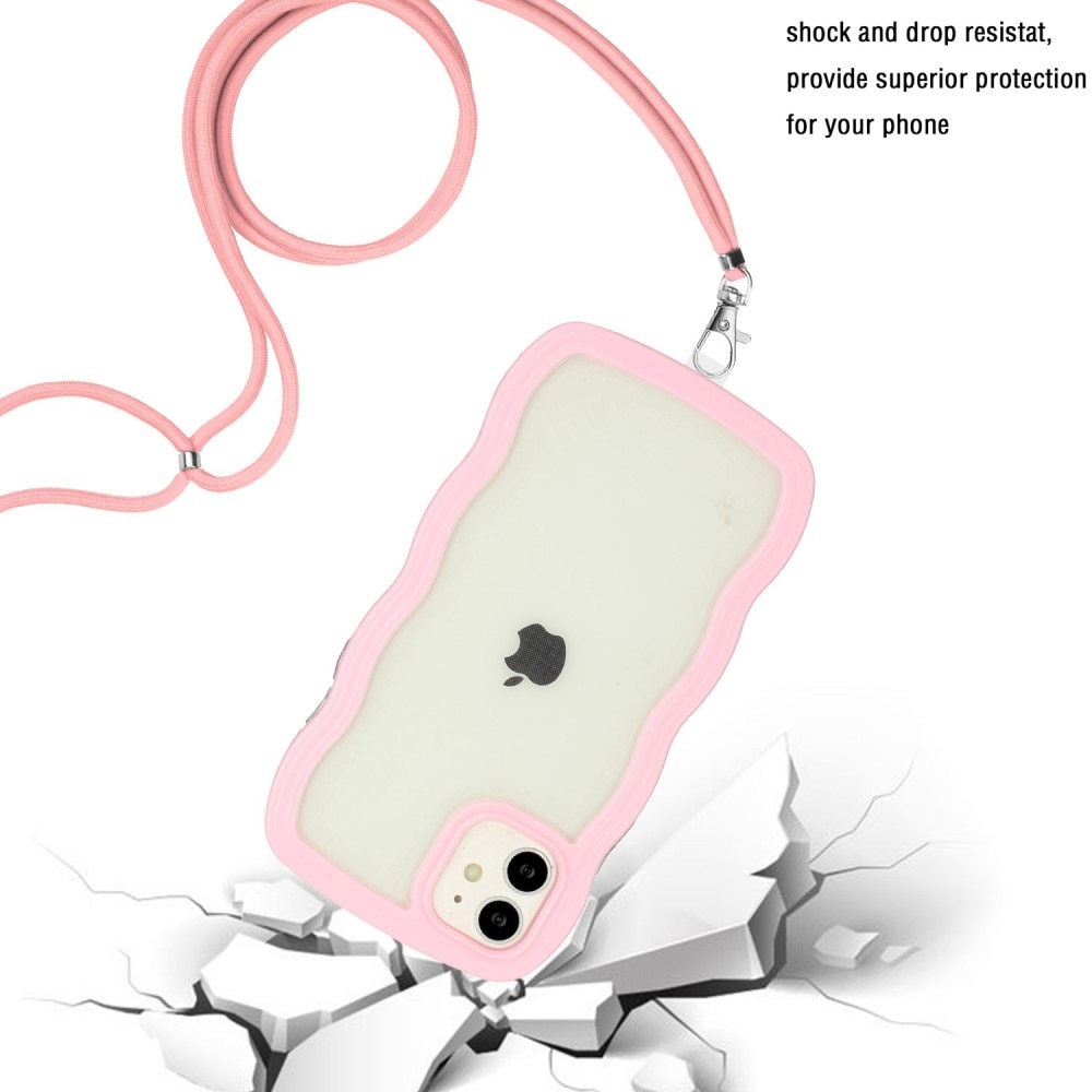 Coque cordon Wavy Edge iPhone 11, rose
