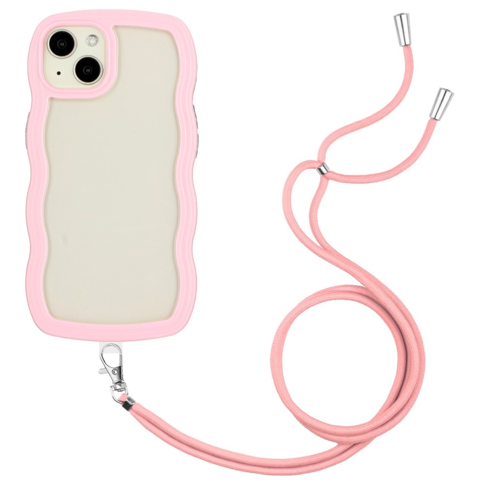 Coque cordon Wavy Edge iPhone 13, rose