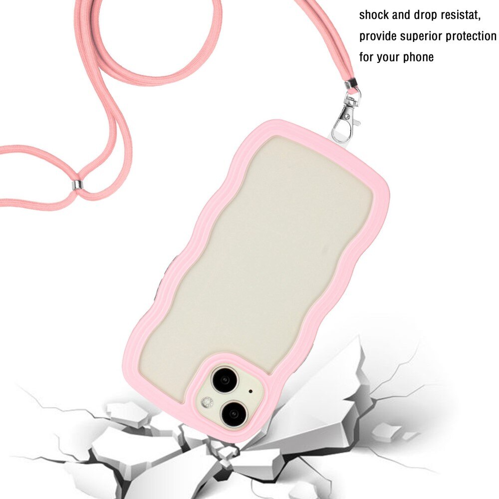 Coque cordon Wavy Edge iPhone 13, rose