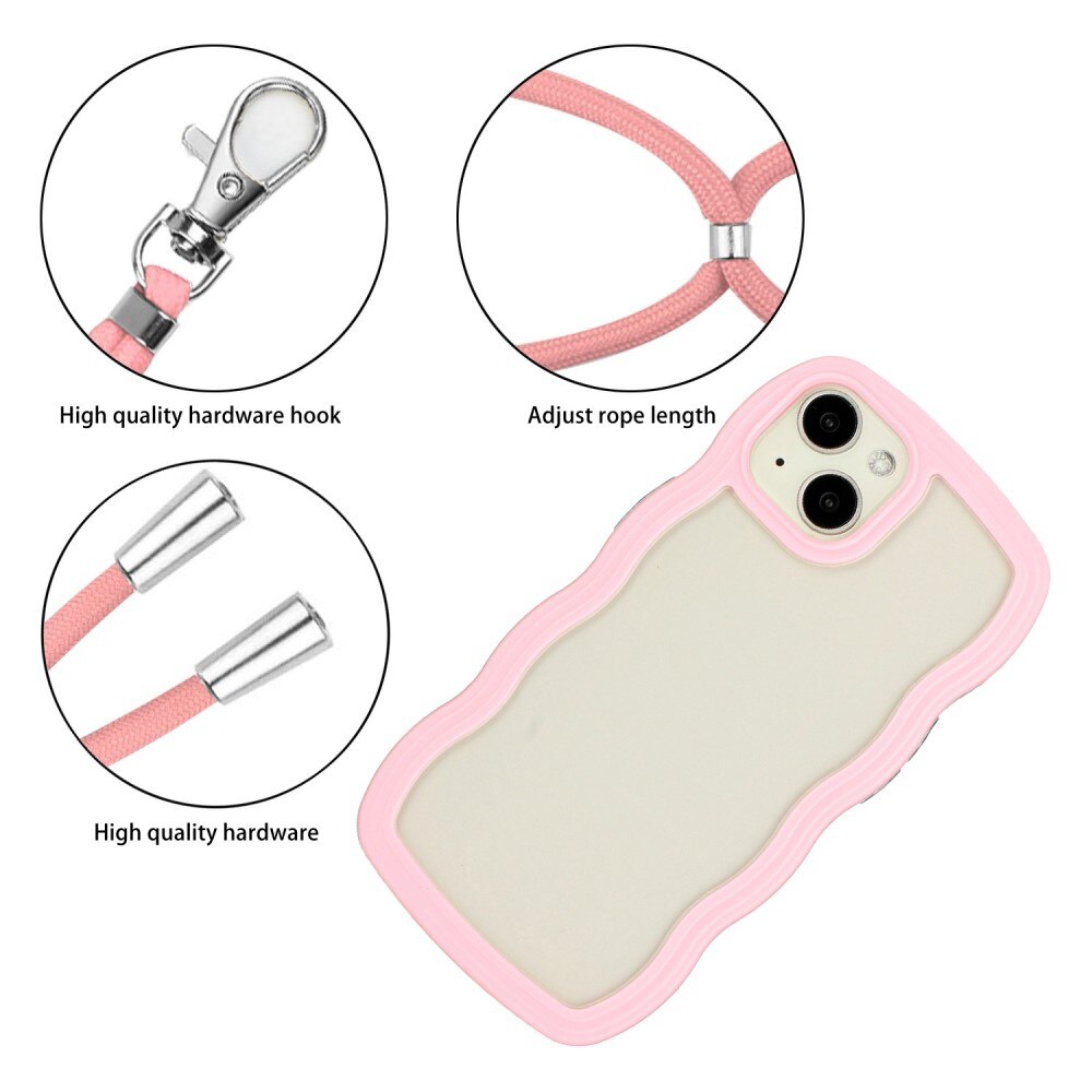 Coque cordon Wavy Edge iPhone 13, rose