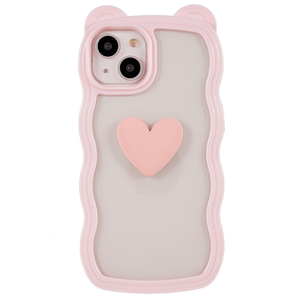 Coque Wavy Edge Heart iPhone 13, rose