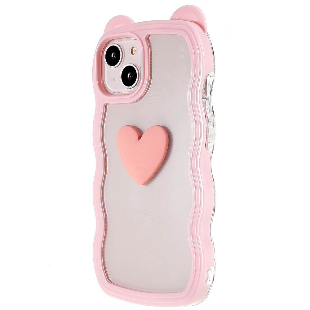 Coque Wavy Edge Heart iPhone 13, rose