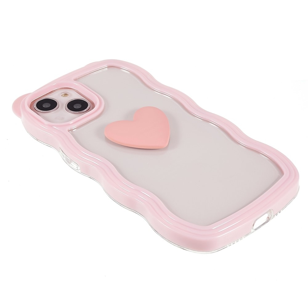 Coque Wavy Edge Heart iPhone 13, rose