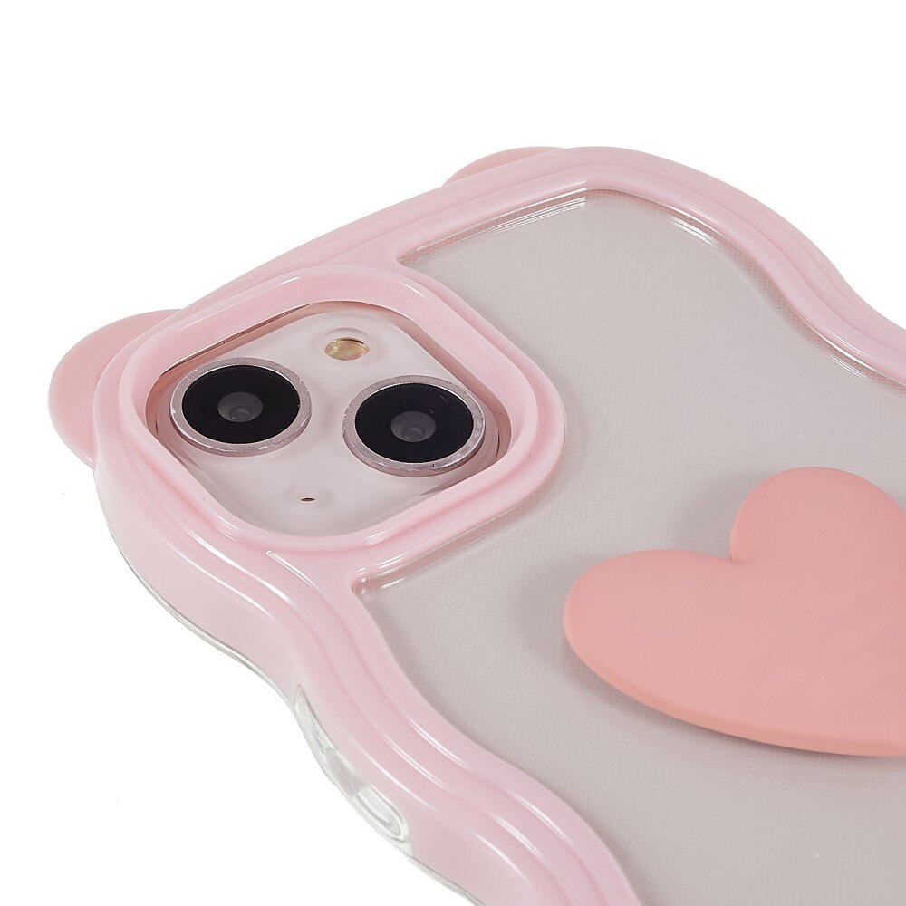 Coque Wavy Edge Heart iPhone 13, rose