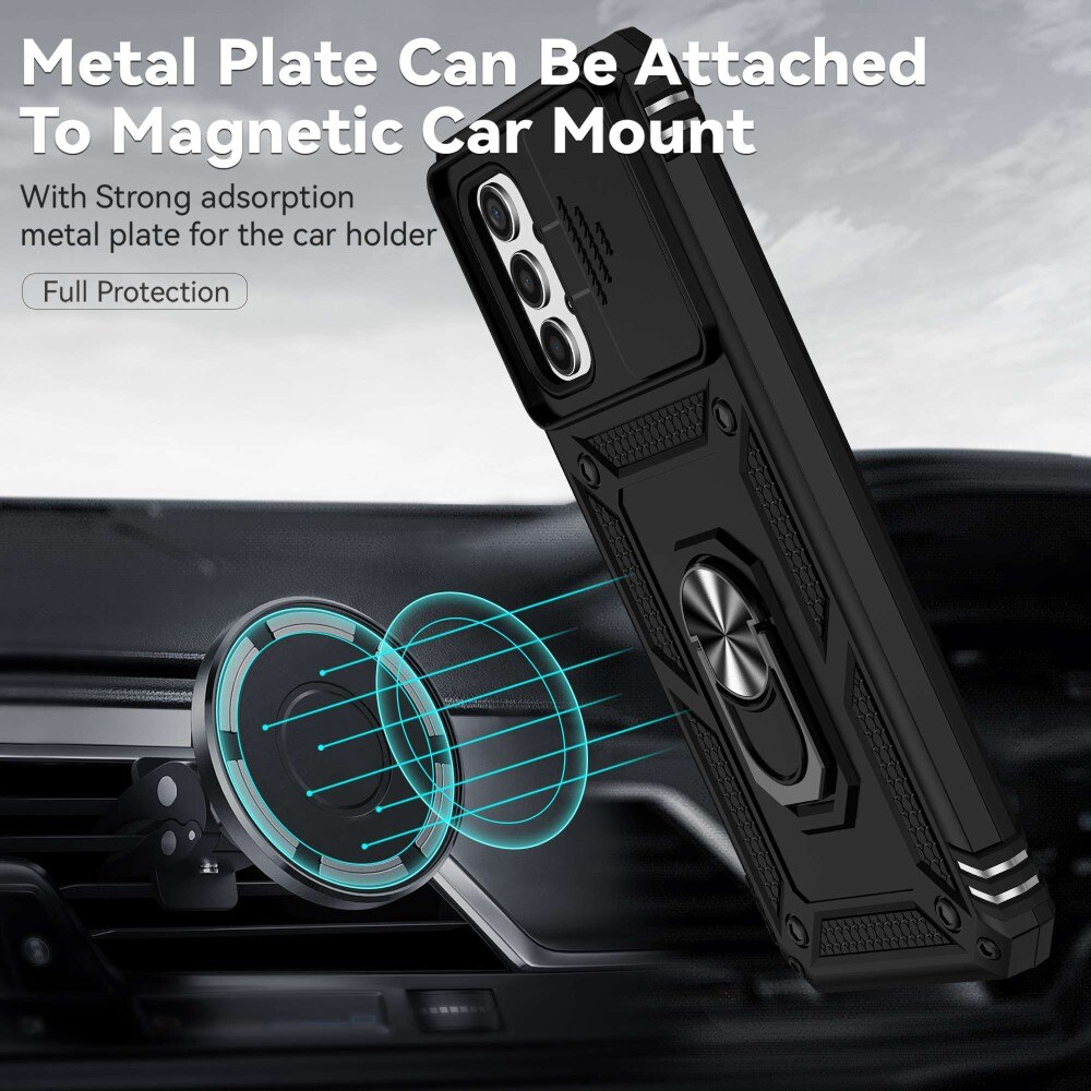 Coque Hybride Ring avec Protège Caméra Samsung Galaxy A13, Noir