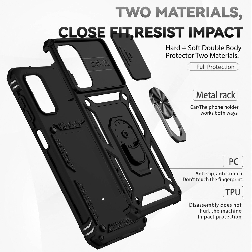 Coque Hybride Ring avec Protège Caméra Samsung Galaxy A13, Noir