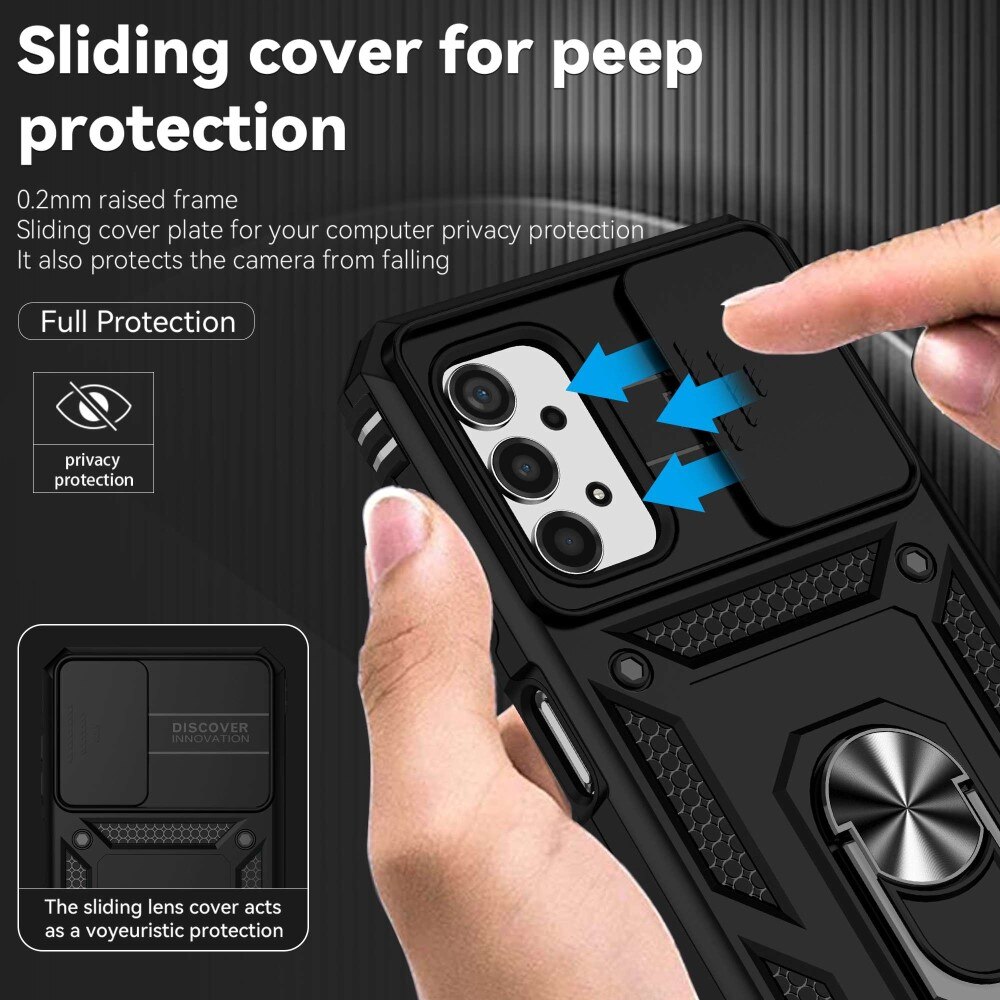 Coque Hybride Ring avec Protège Caméra Samsung Galaxy A13, Noir
