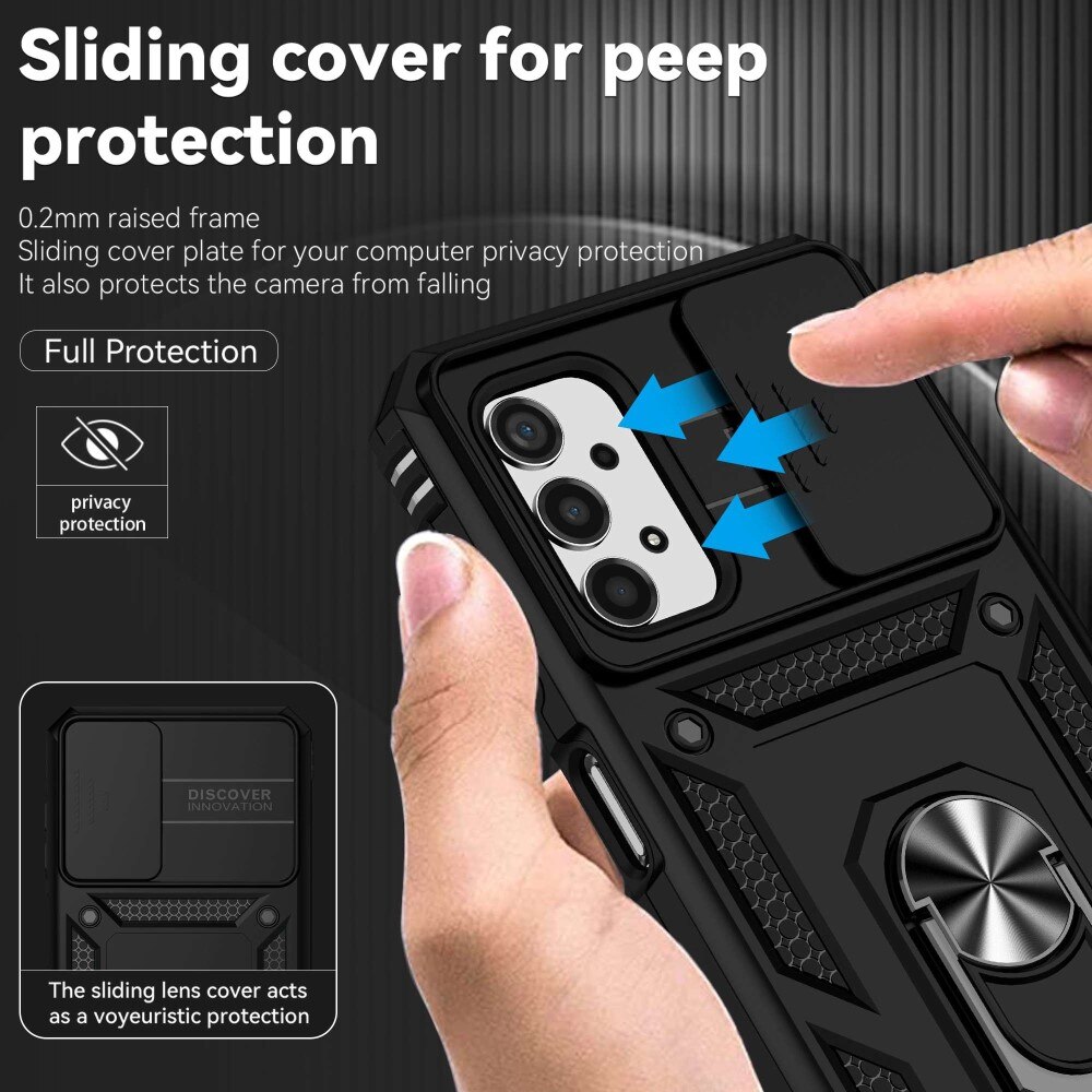 Coque Hybride Ring avec Protège Caméra Samsung Galaxy A13 Noir