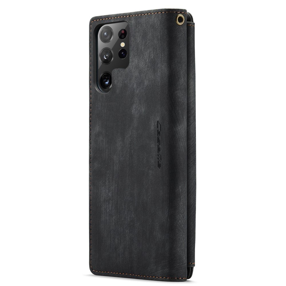 Étui portefeuille à glissière Samsung Galaxy S22 Ultra, Noir